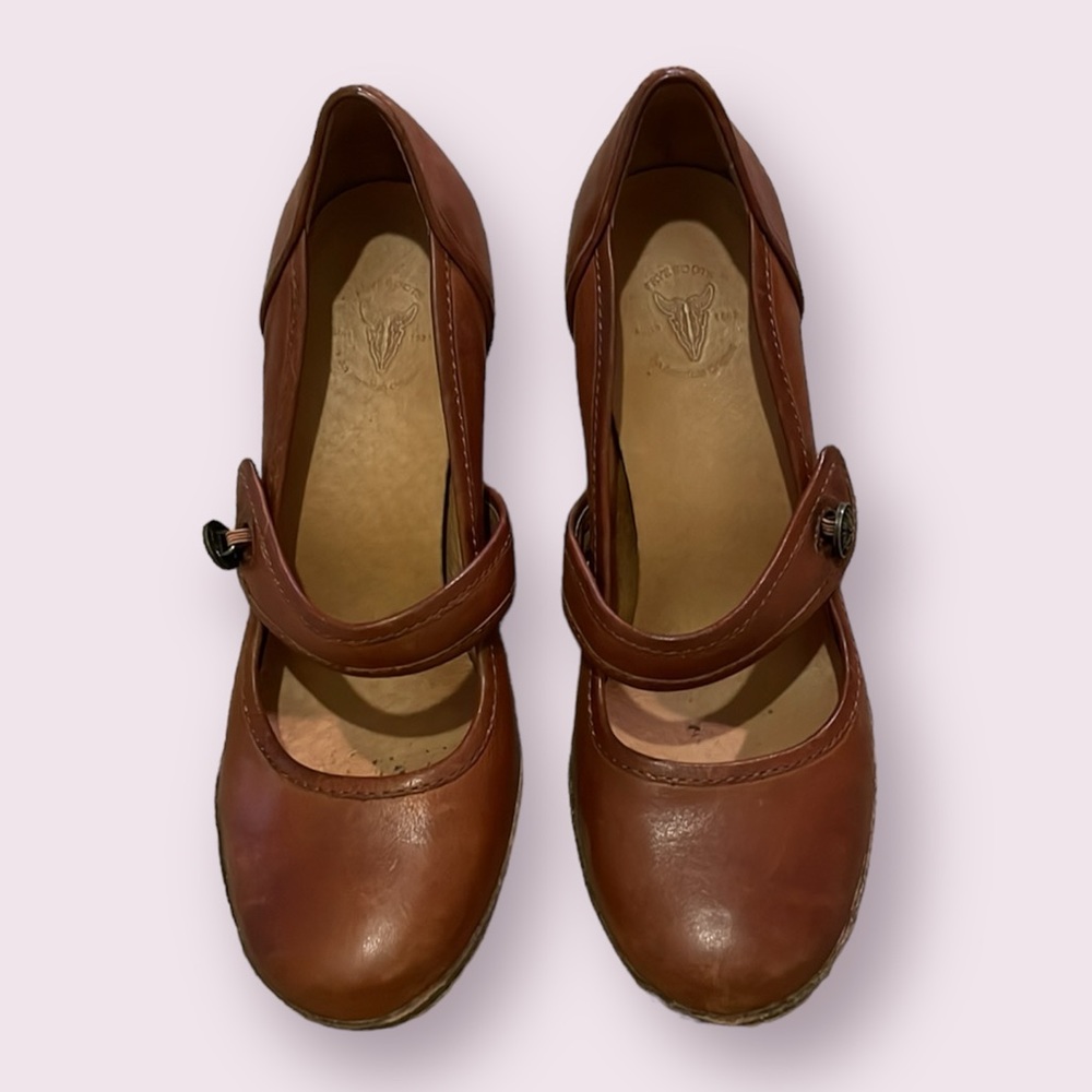 Frye Genuine Leather Mary Jane Heels Brown Size 7